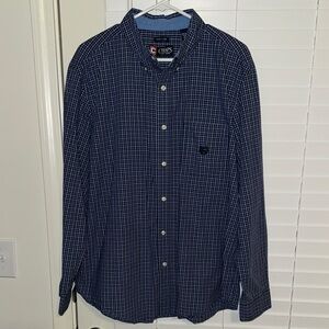 Chaps Blue Plaid Button Up Shirt